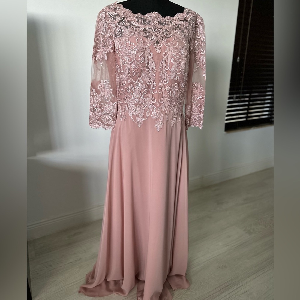 Pink Embellished Tiered Gown